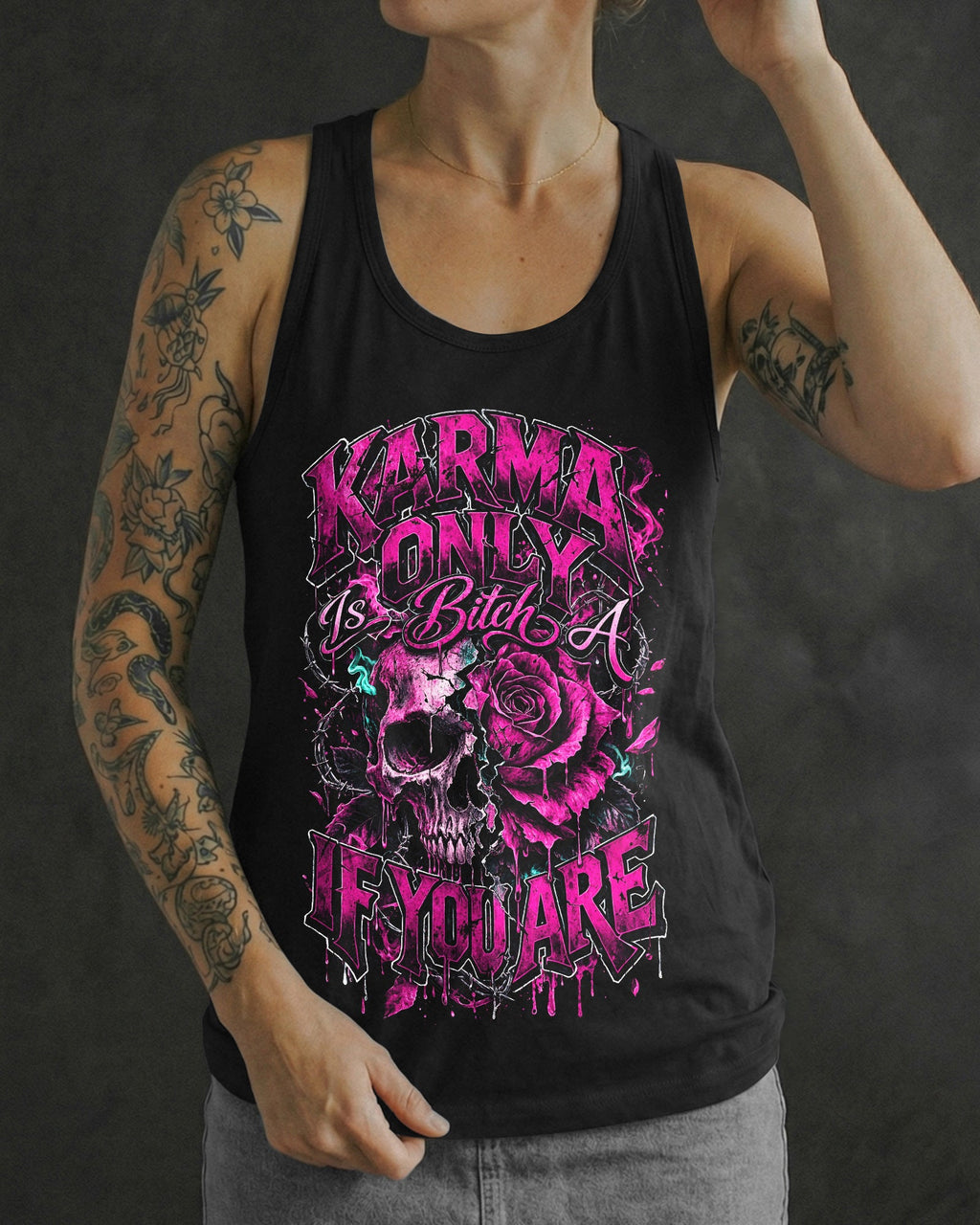 KARMA IS ONLY A B IF YOU ARE ROSE SKULL ALL OVER PRINT - TLNO1103262