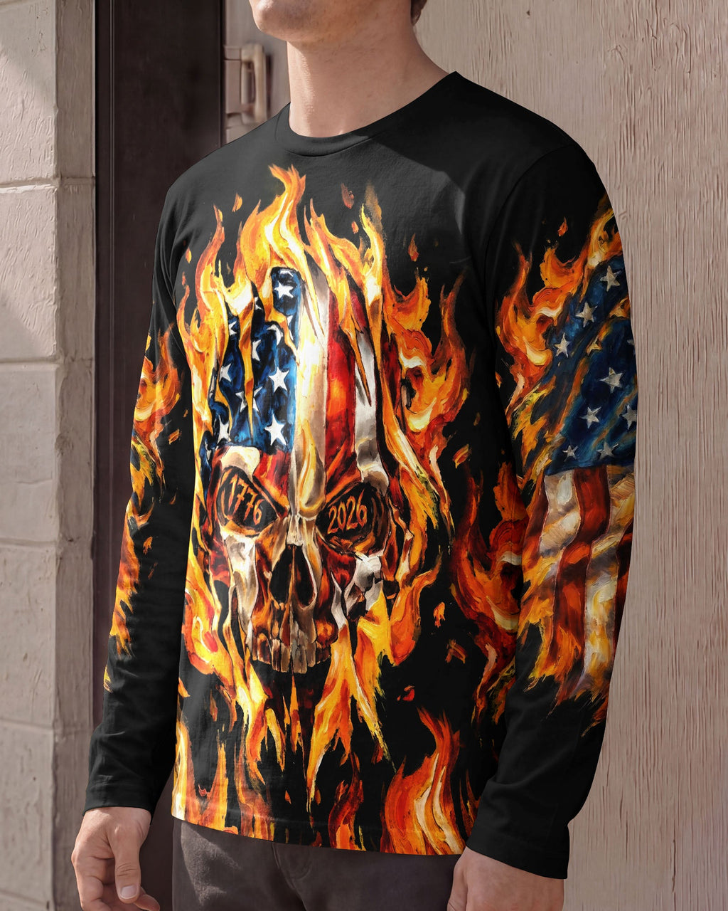 AMERICA FLAME SKULL ALL OVER PRINT - RI1703261
