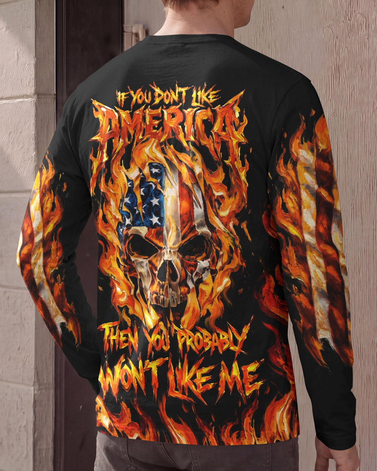 AMERICA FLAME SKULL ALL OVER PRINT - RI1703261
