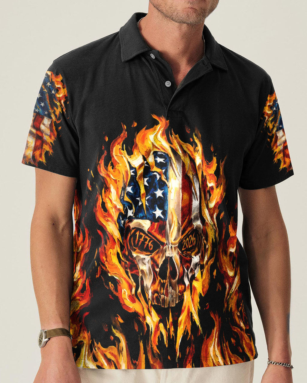 AMERICA FLAME SKULL ALL OVER PRINT - RI1703261