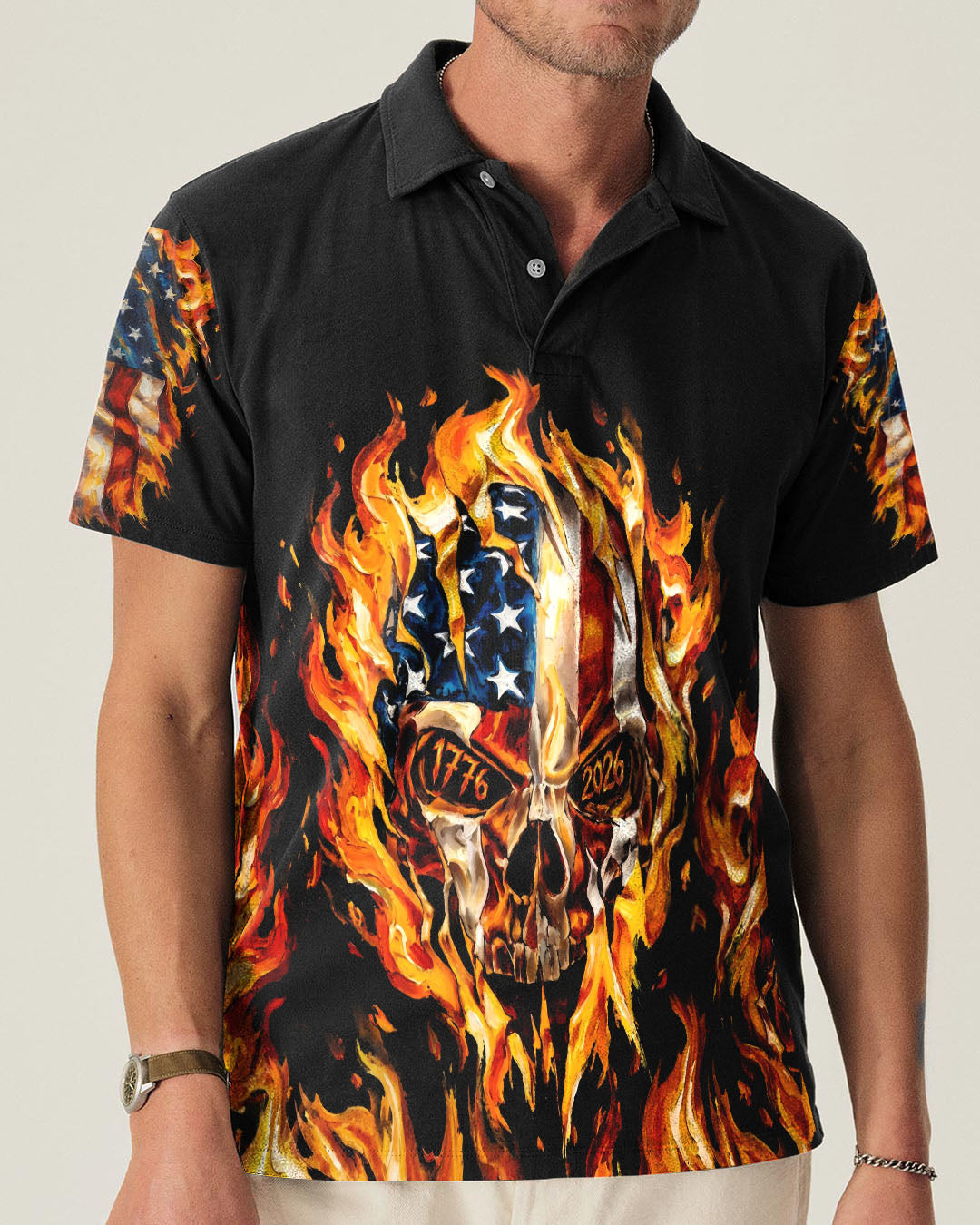 AMERICA FLAME SKULL ALL OVER PRINT - RI1703261