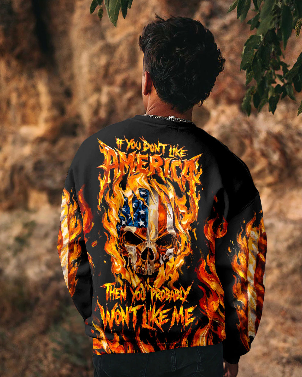 AMERICA FLAME SKULL ALL OVER PRINT - RI1703261
