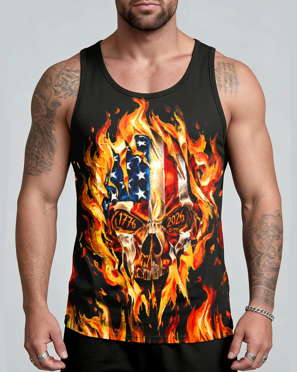 AMERICA FLAME SKULL ALL OVER PRINT - RI1703261