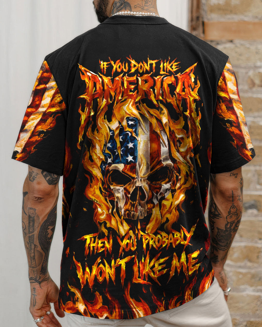 AMERICA FLAME SKULL ALL OVER PRINT - RI1703261