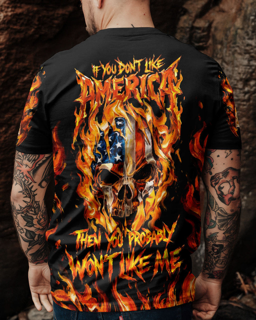 AMERICA FLAME SKULL ALL OVER PRINT - RI1703261