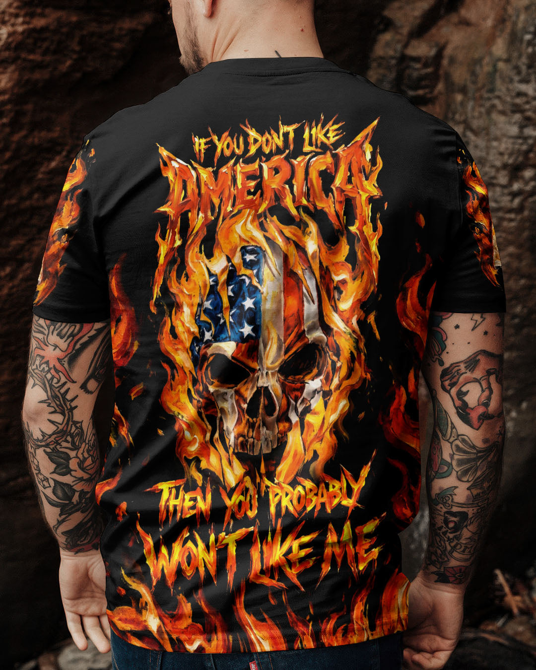 AMERICA FLAME SKULL ALL OVER PRINT - RI1703261
