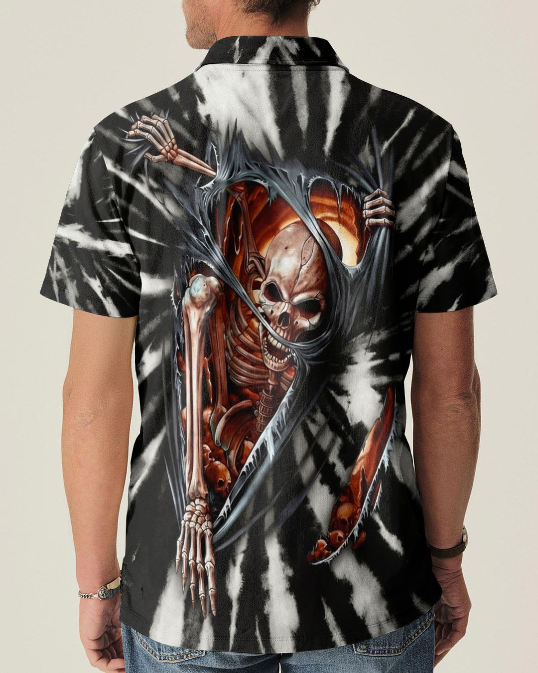 SKELETON TORN SWIRL ALL OVER PRINT  - TLHG0604263