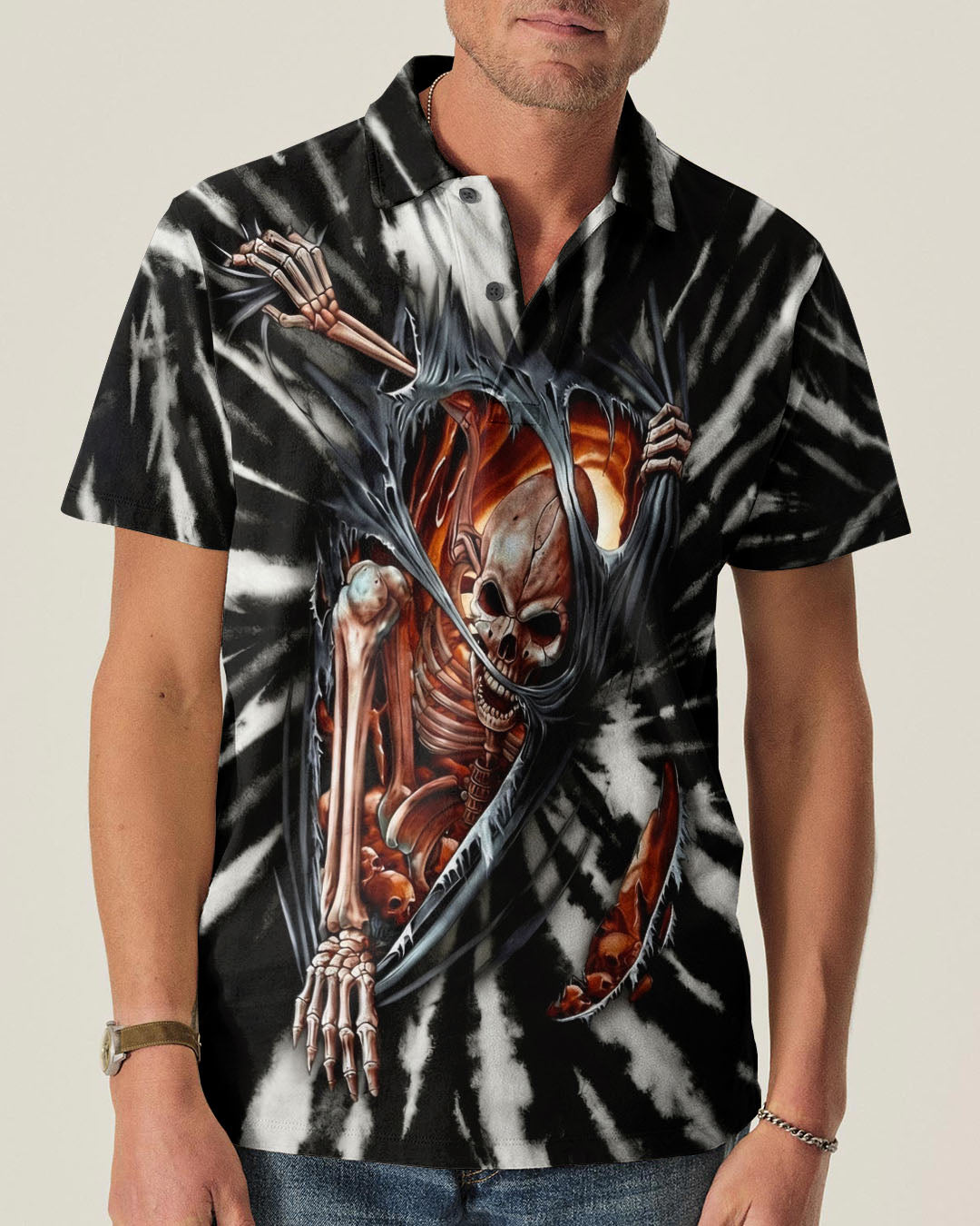 SKELETON TORN SWIRL ALL OVER PRINT  - TLHG0604263