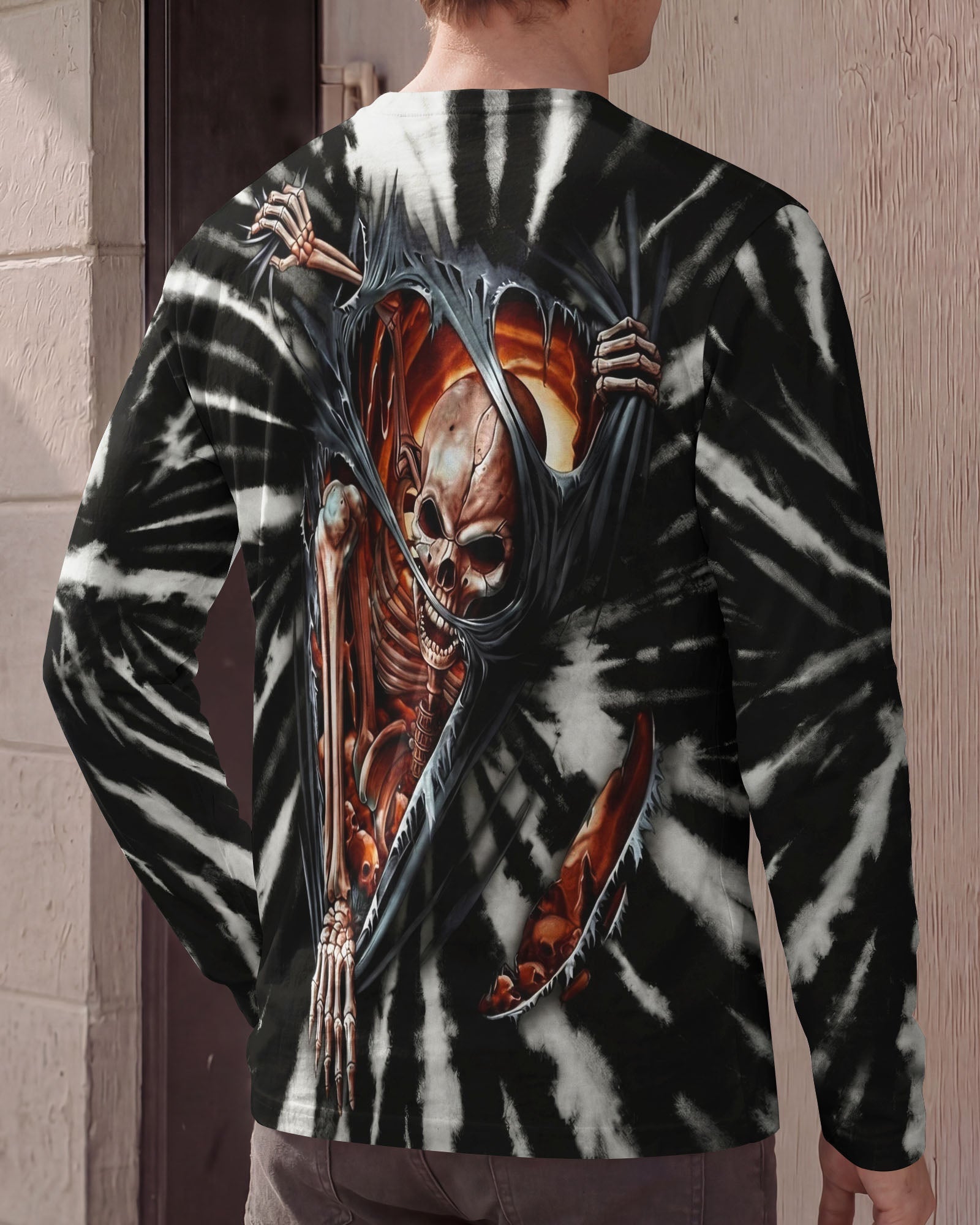 SKELETON TORN SWIRL ALL OVER PRINT  - TLHG0604263