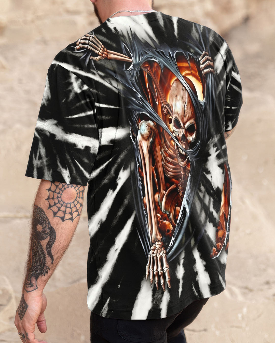 SKELETON TORN SWIRL ALL OVER PRINT  - TLHG0604263