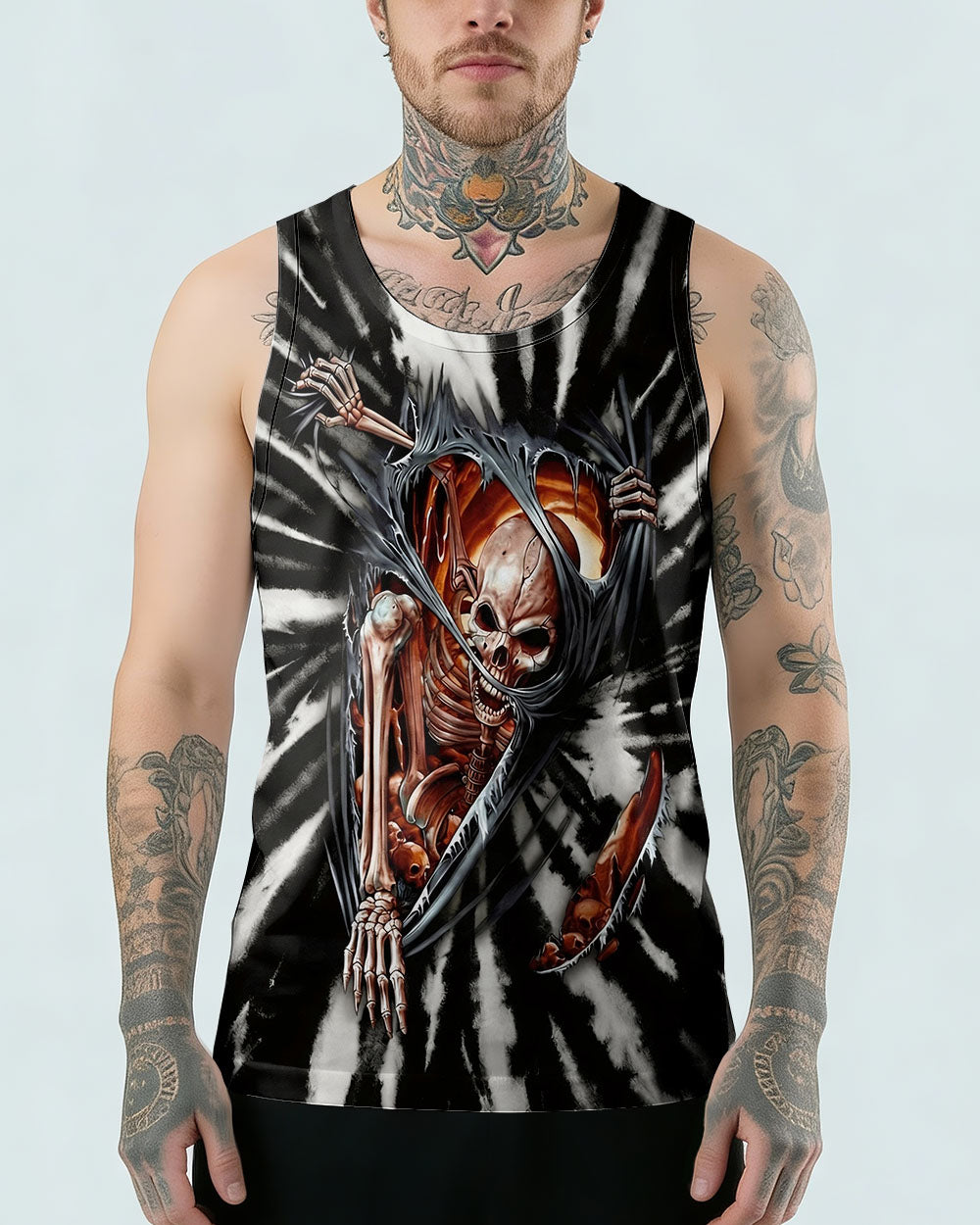 SKELETON TORN SWIRL ALL OVER PRINT  - TLHG0604263