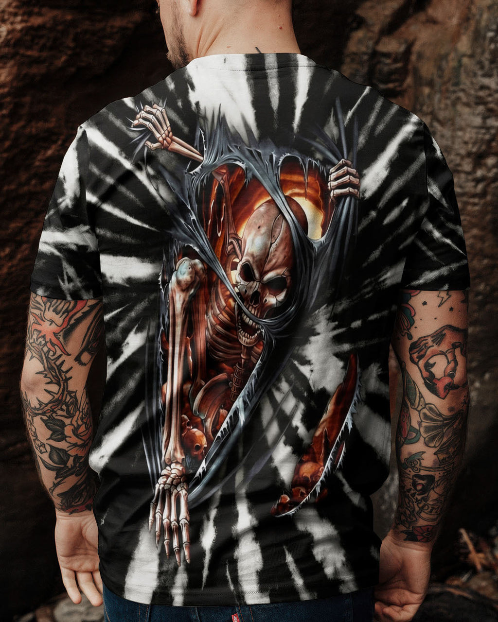 SKELETON TORN SWIRL ALL OVER PRINT  - TLHG0604263
