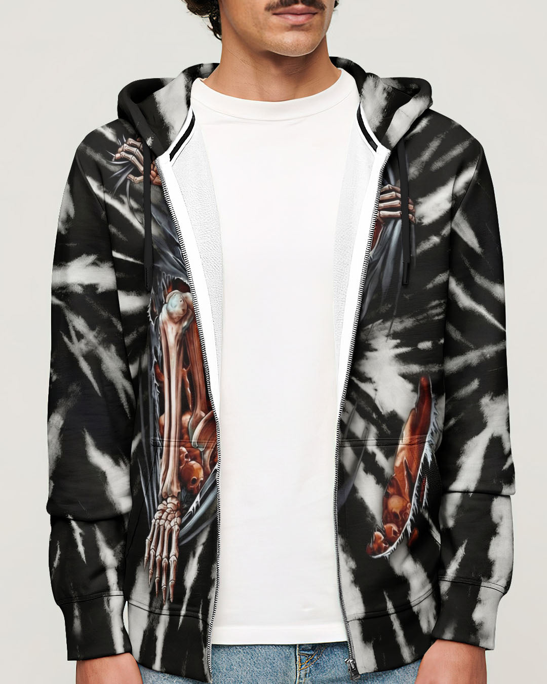 SKELETON TORN SWIRL ALL OVER PRINT  - TLHG0604263