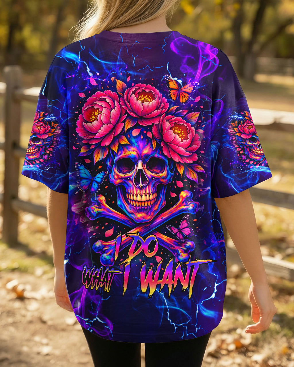 I DO WHAT I WANT FLOWER SKULL ALL OVER PRINT  - TLHG1003262