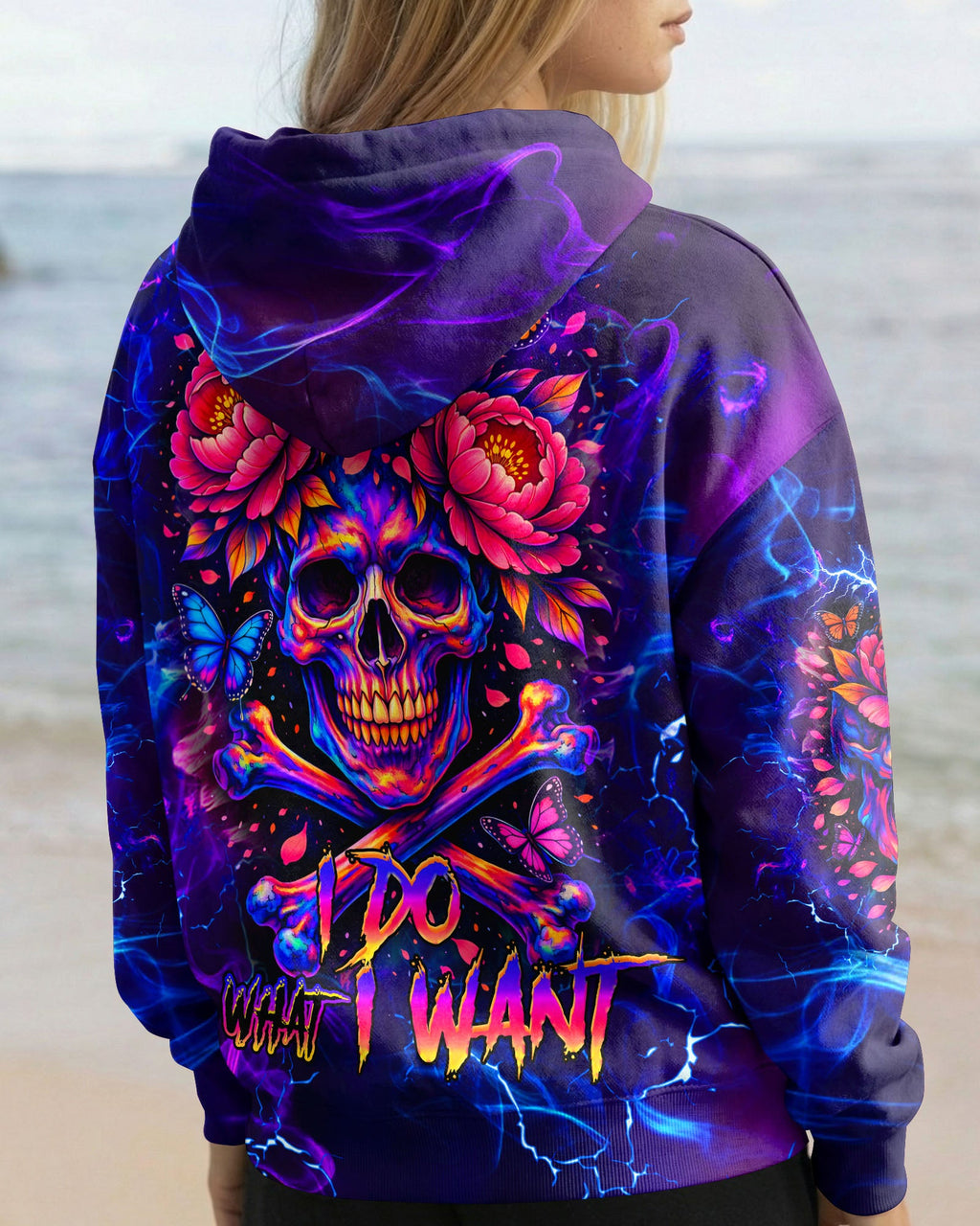 I DO WHAT I WANT FLOWER SKULL ALL OVER PRINT  - TLHG1003262