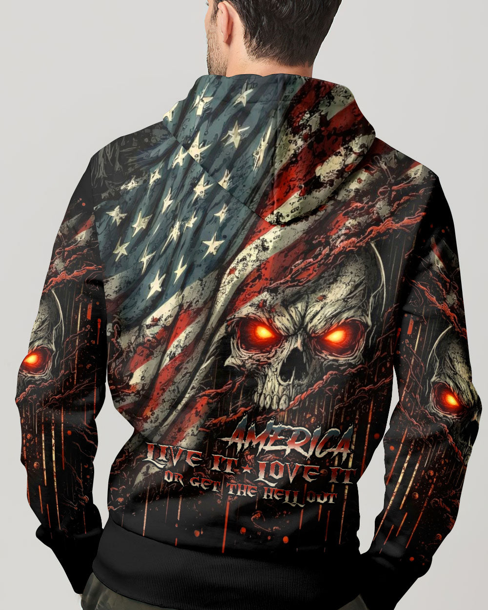 AMERICA LIVE IT LOVE IT OR GET THE HELL OUT SKULL ALL OVER PRINT  - TLHG1203263