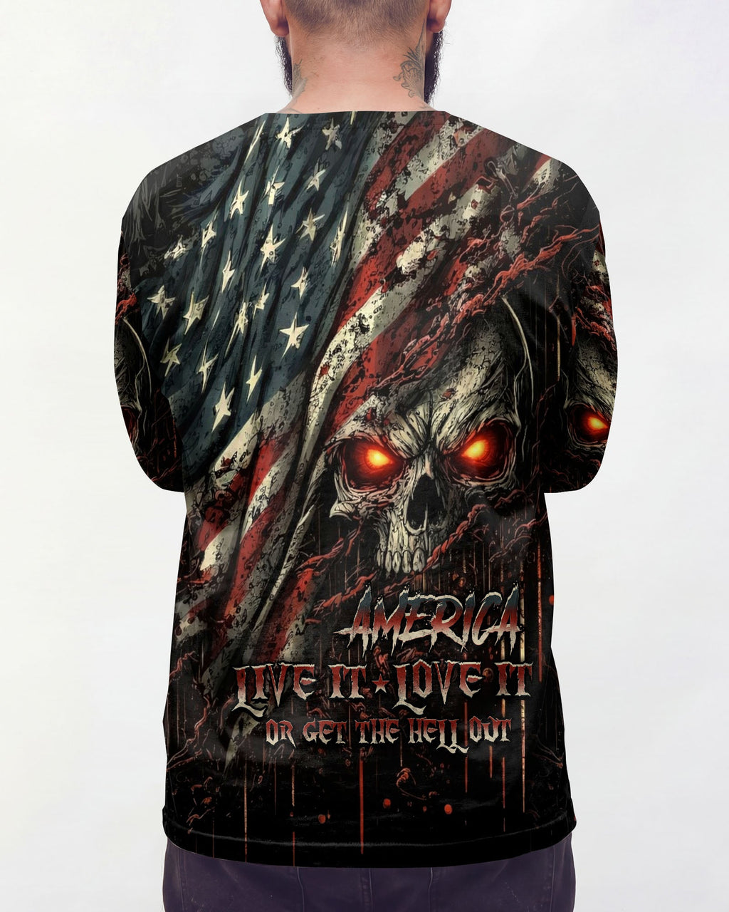 AMERICA LIVE IT LOVE IT OR GET THE HELL OUT SKULL ALL OVER PRINT  - TLHG1203263