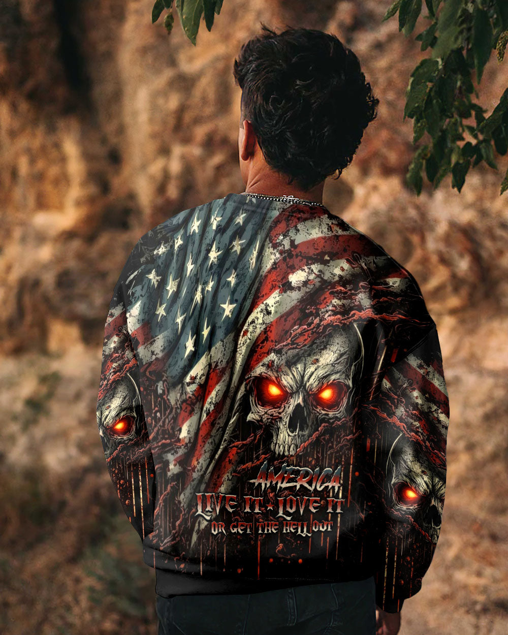 AMERICA LIVE IT LOVE IT OR GET THE HELL OUT SKULL ALL OVER PRINT  - TLHG1203263