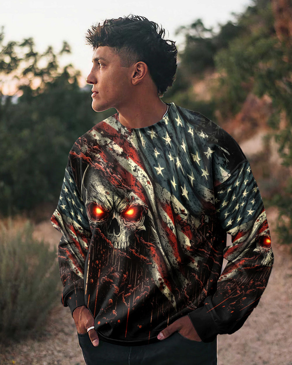 AMERICA LIVE IT LOVE IT OR GET THE HELL OUT SKULL ALL OVER PRINT  - TLHG1203263