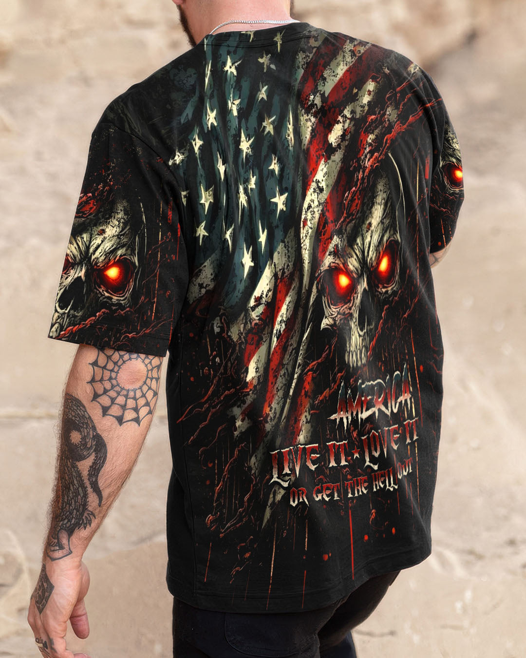 AMERICA LIVE IT LOVE IT OR GET THE HELL OUT SKULL ALL OVER PRINT  - TLHG1203263