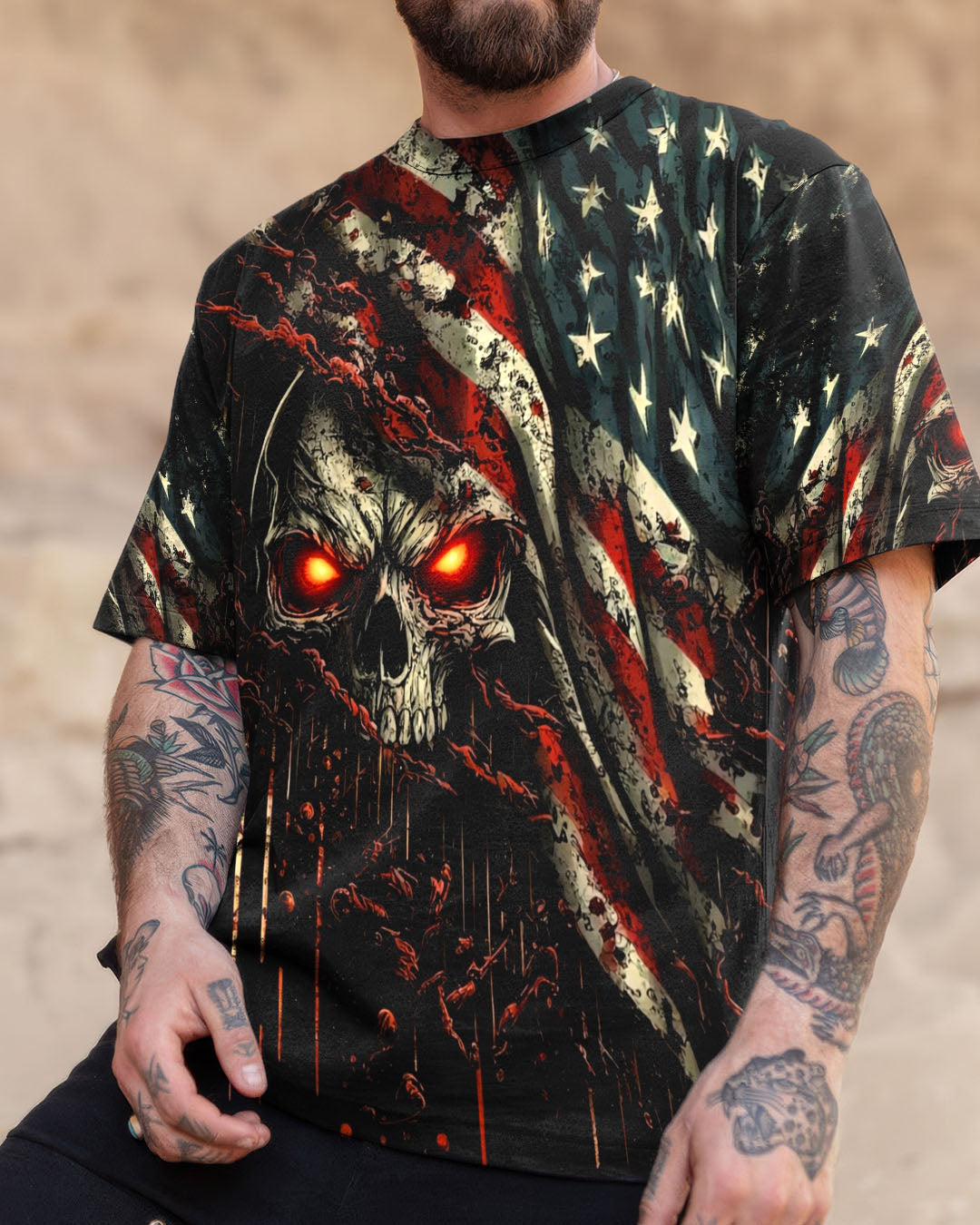 AMERICA LIVE IT LOVE IT OR GET THE HELL OUT SKULL ALL OVER PRINT  - TLHG1203263