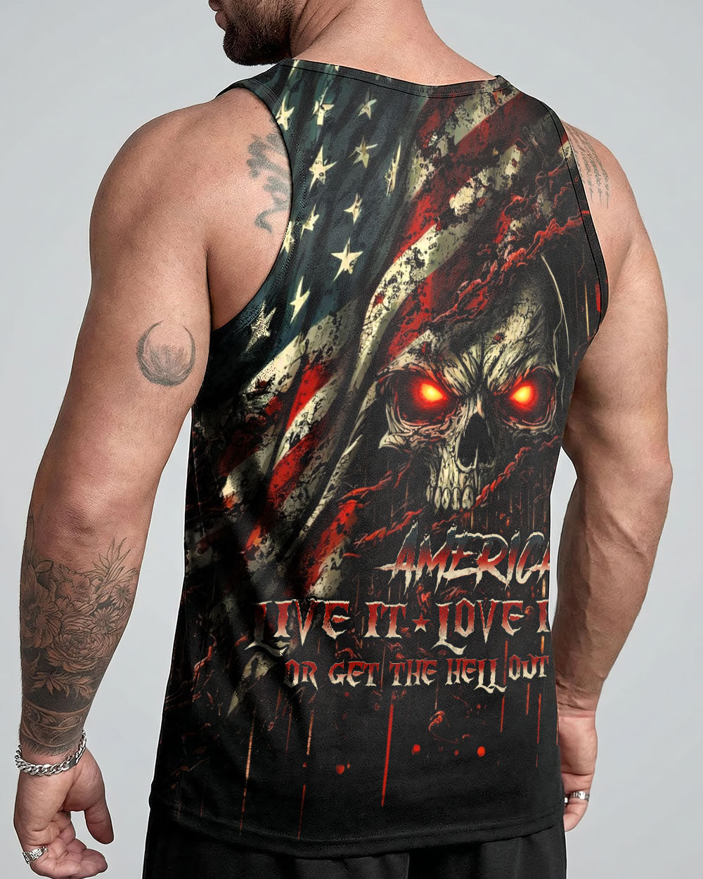 AMERICA LIVE IT LOVE IT OR GET THE HELL OUT SKULL ALL OVER PRINT  - TLHG1203263