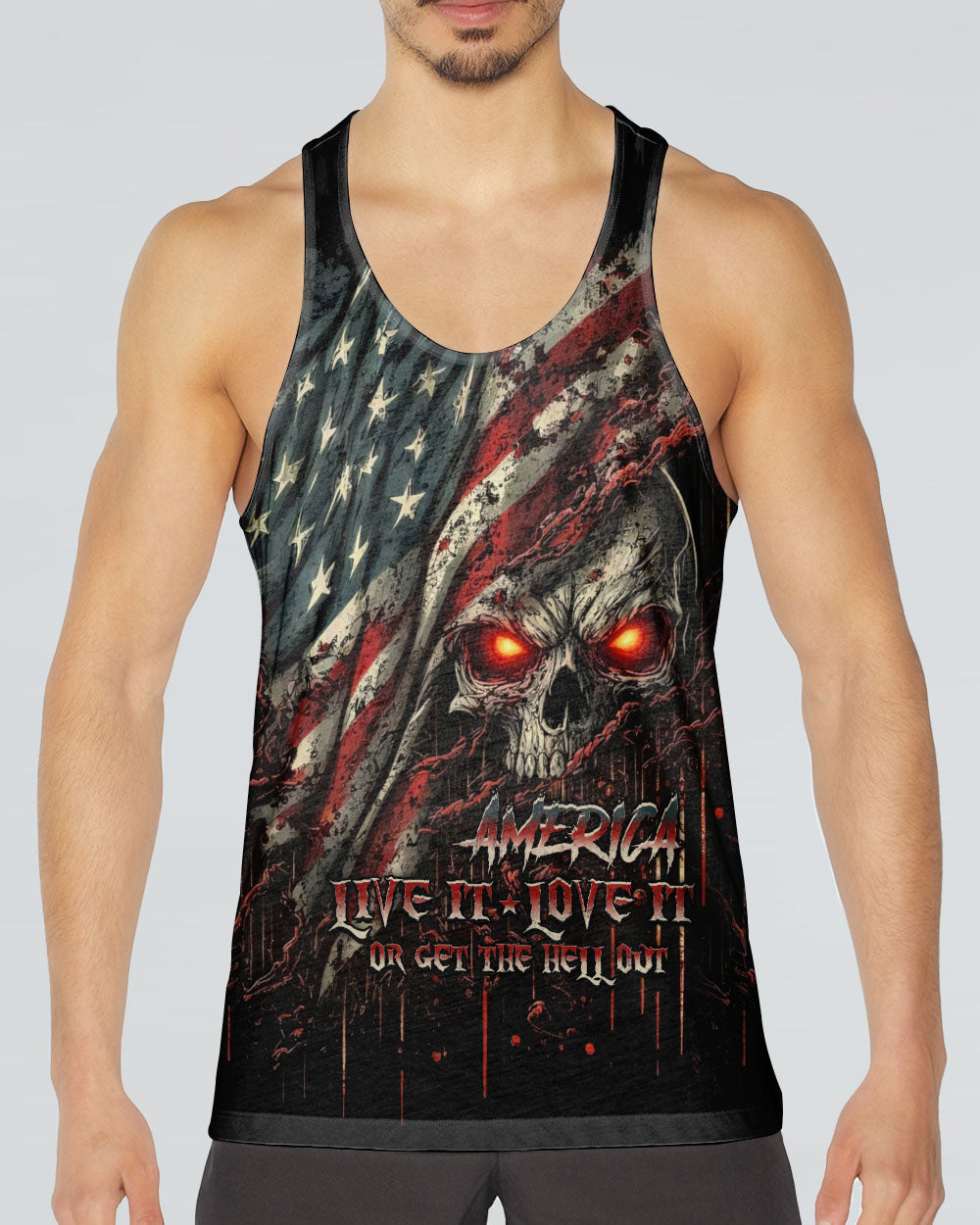 AMERICA LIVE IT LOVE IT OR GET THE HELL OUT SKULL ALL OVER PRINT  - TLHG1203263
