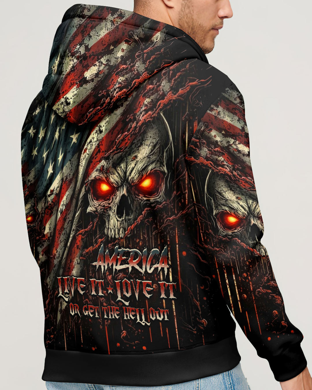AMERICA LIVE IT LOVE IT OR GET THE HELL OUT SKULL ALL OVER PRINT  - TLHG1203263