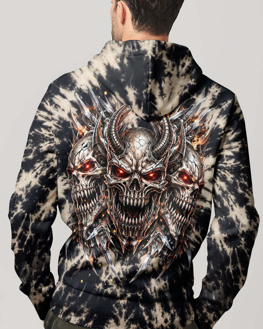 THREE  DEMON SKULLS SWIRL ALL OVER PRINT  - TLHN0104263