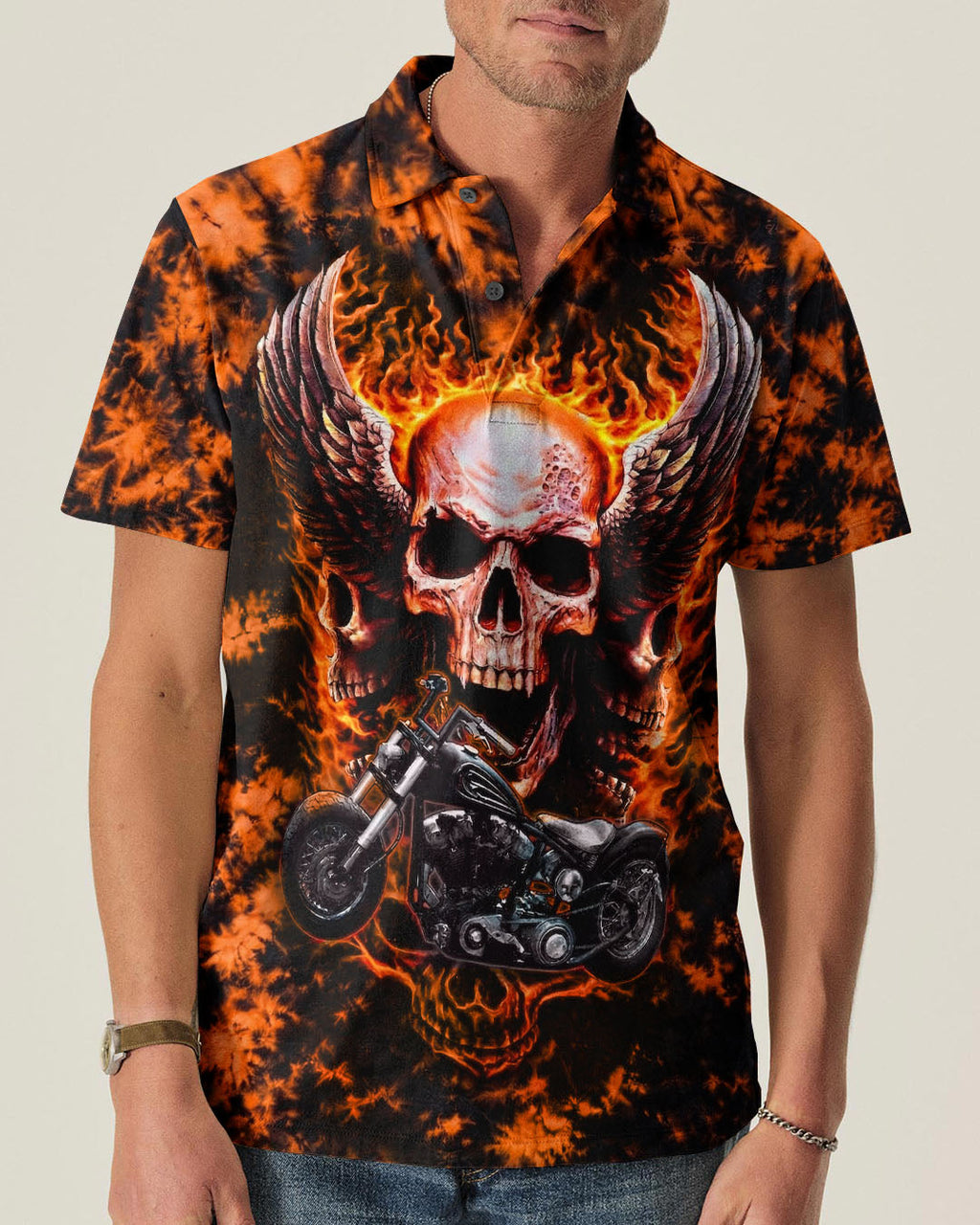 SKULL BIKER FIRE ALL OVER PRINT  - TLHN0204263