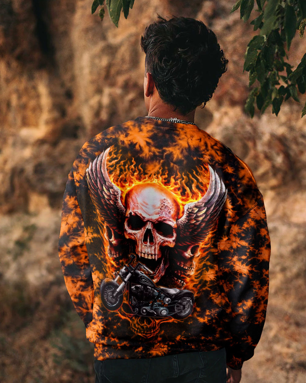 SKULL BIKER FIRE ALL OVER PRINT  - TLHN0204263