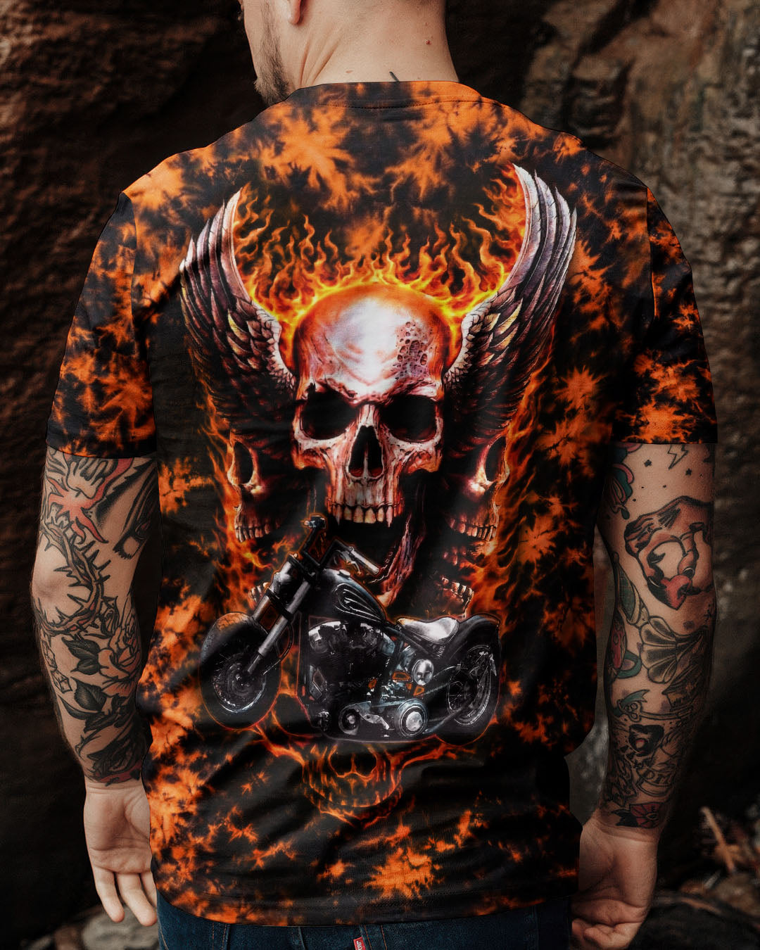 SKULL BIKER FIRE ALL OVER PRINT  - TLHN0204263