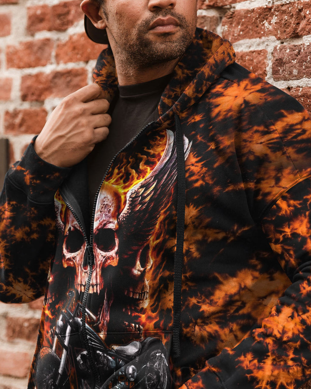 SKULL BIKER FIRE ALL OVER PRINT  - TLHN0204263