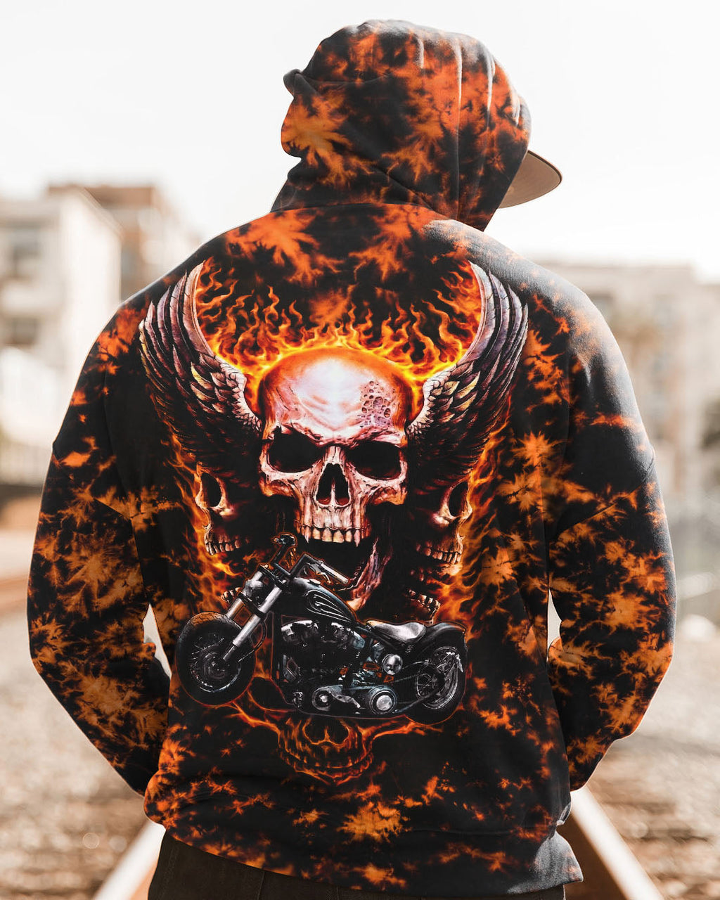 SKULL BIKER FIRE ALL OVER PRINT  - TLHN0204263