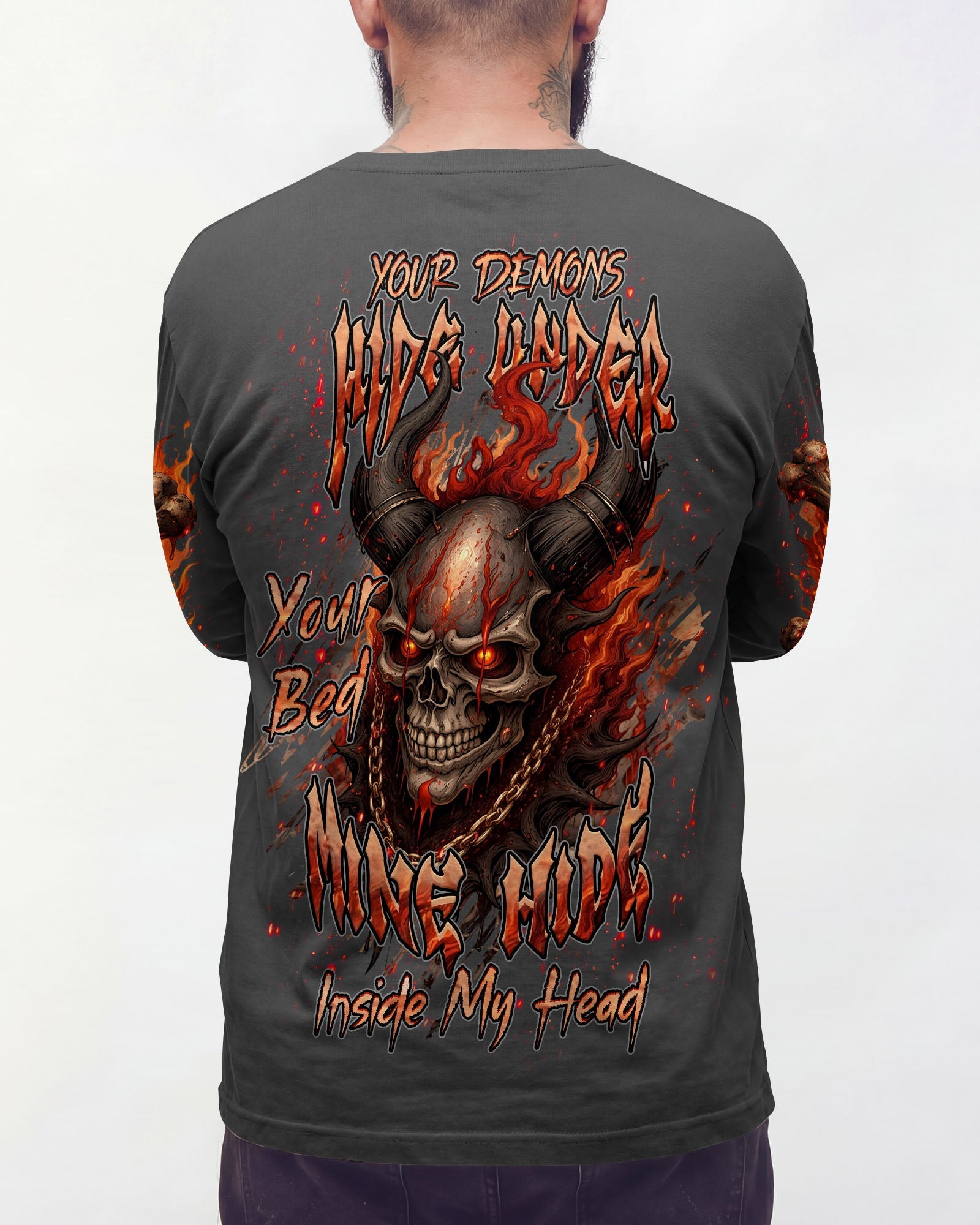 YOUR DEMONS HIDE UNDER YOUR BED SKULL DEMON ALL OVER PRINT - TLHN0804263