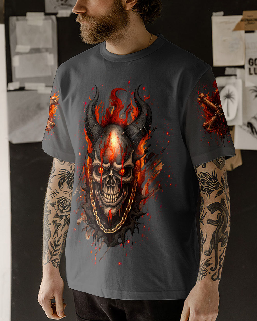 YOUR DEMONS HIDE UNDER YOUR BED SKULL DEMON ALL OVER PRINT - TLHN0804263