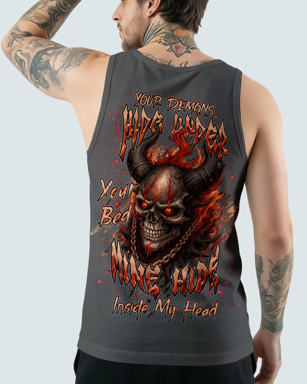 YOUR DEMONS HIDE UNDER YOUR BED SKULL DEMON ALL OVER PRINT - TLHN0804263