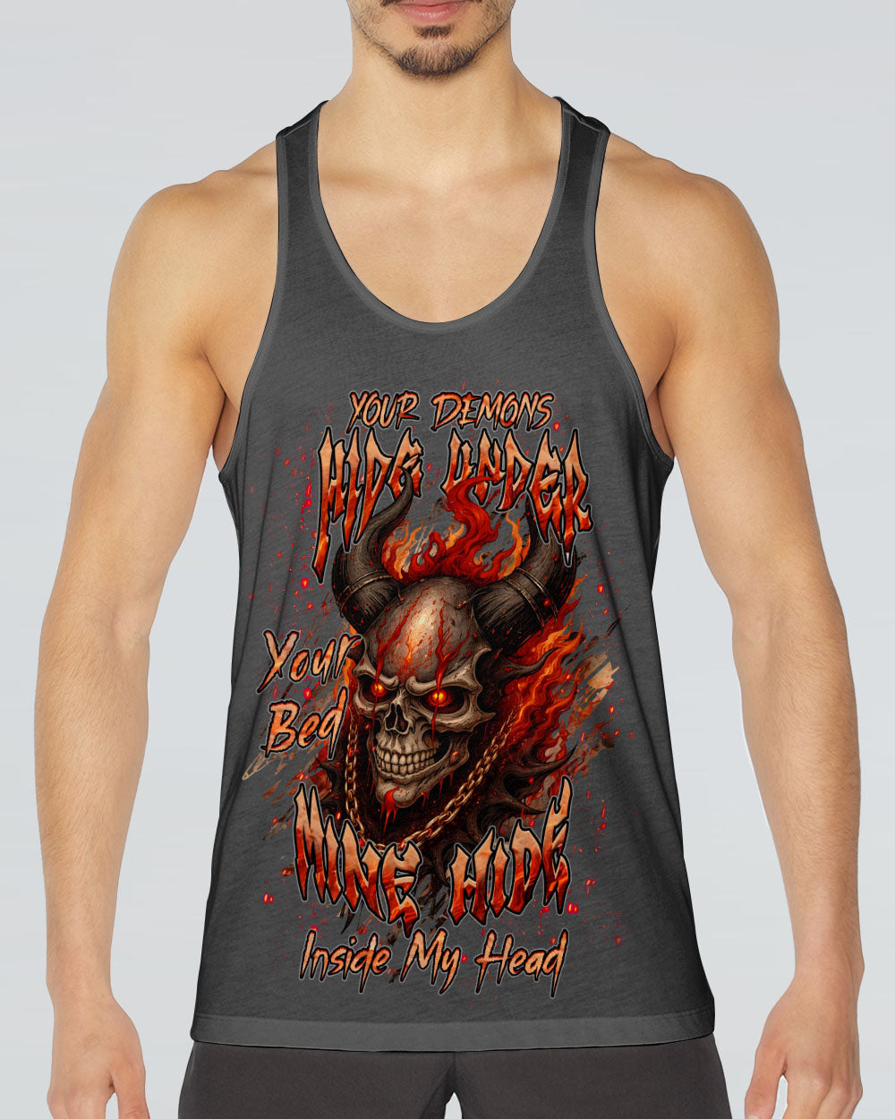 YOUR DEMONS HIDE UNDER YOUR BED SKULL DEMON ALL OVER PRINT - TLHN0804263