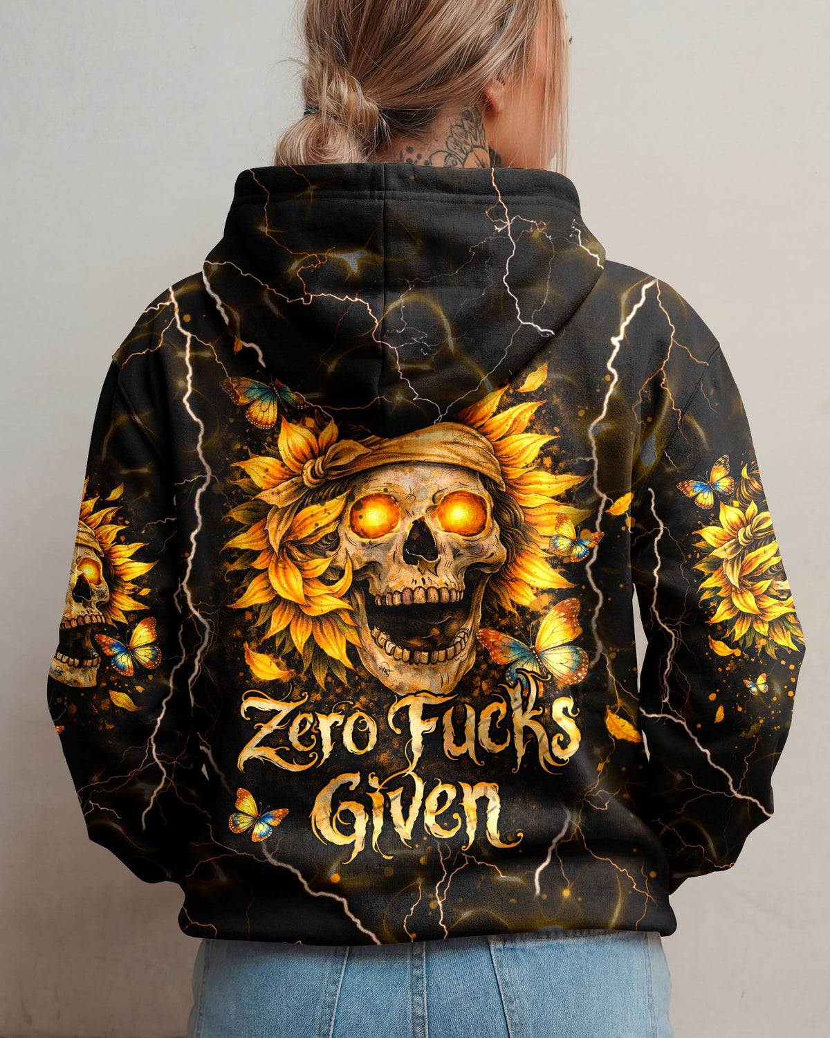 ZERO F GIVEN SUNFLOWER MESSY BUN SKULL ALL OVER PRINT  - TLHN1003262