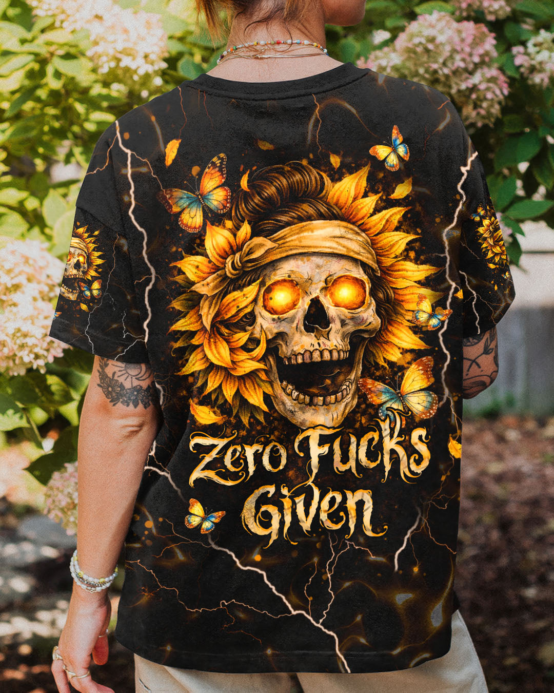ZERO F GIVEN SUNFLOWER MESSY BUN SKULL ALL OVER PRINT  - TLHN1003262