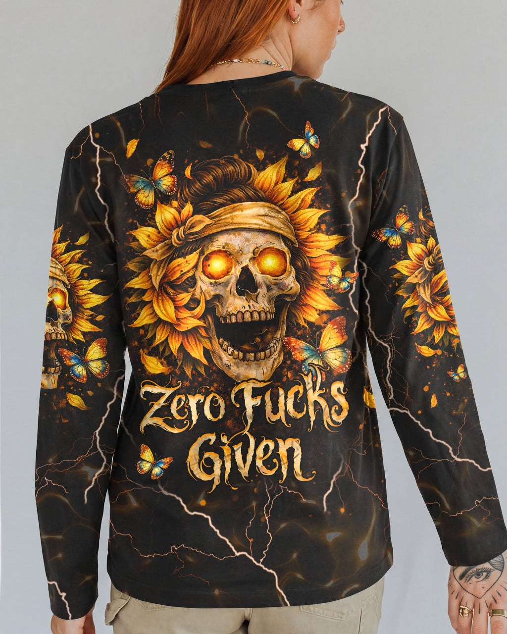 ZERO F GIVEN SUNFLOWER MESSY BUN SKULL ALL OVER PRINT  - TLHN1003262