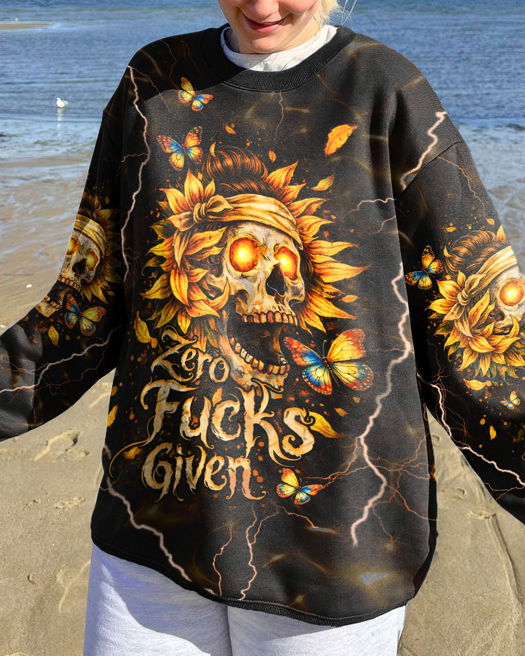 ZERO F GIVEN SUNFLOWER MESSY BUN SKULL ALL OVER PRINT  - TLHN1003262