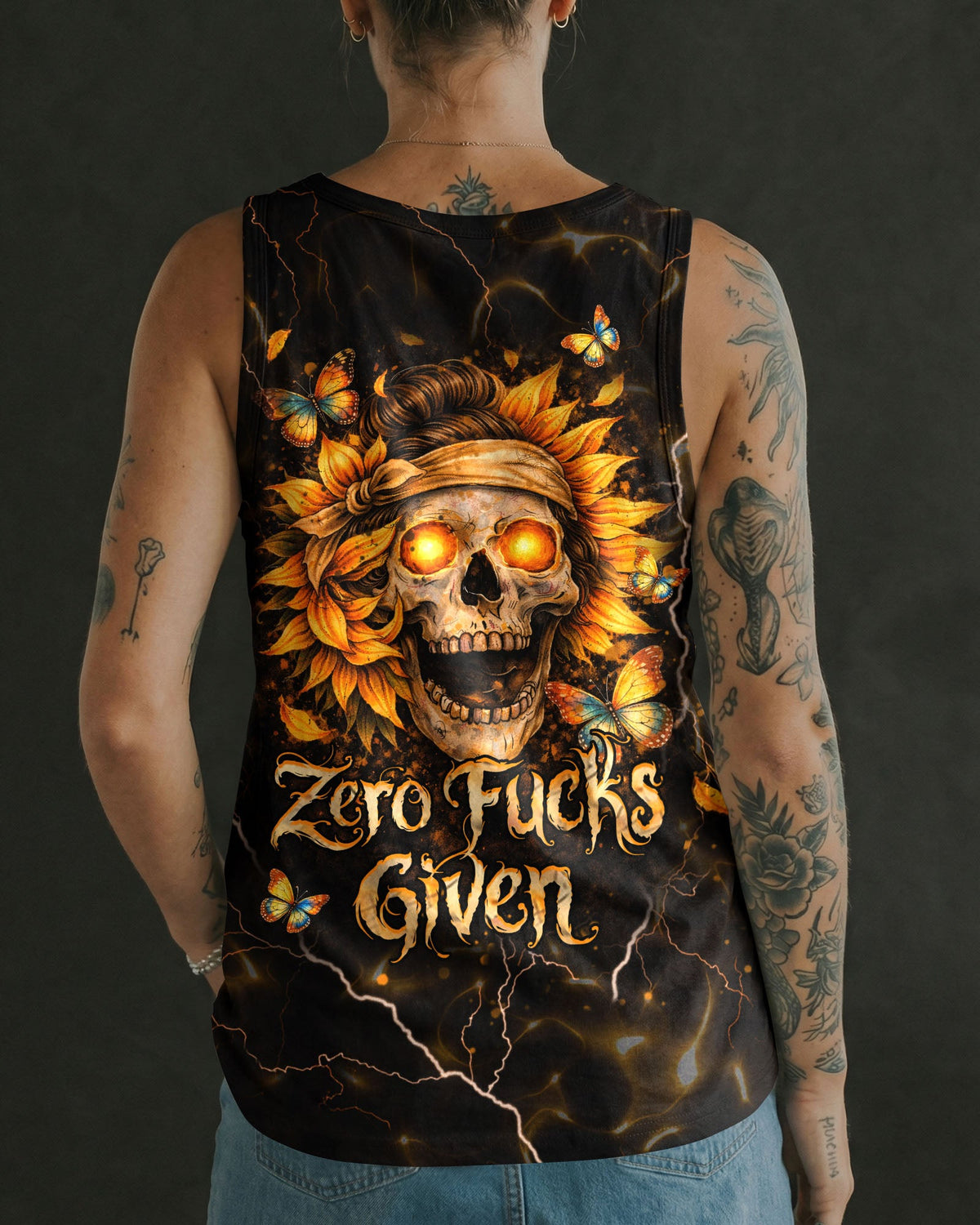 ZERO F GIVEN SUNFLOWER MESSY BUN SKULL ALL OVER PRINT  - TLHN1003262