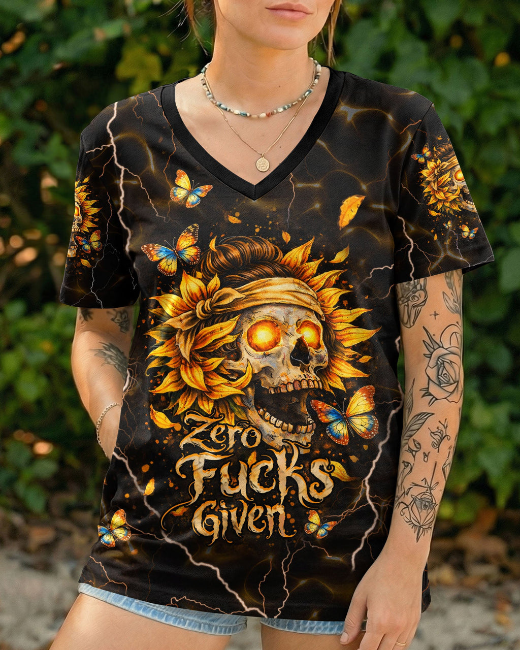 ZERO F GIVEN SUNFLOWER MESSY BUN SKULL ALL OVER PRINT  - TLHN1003262