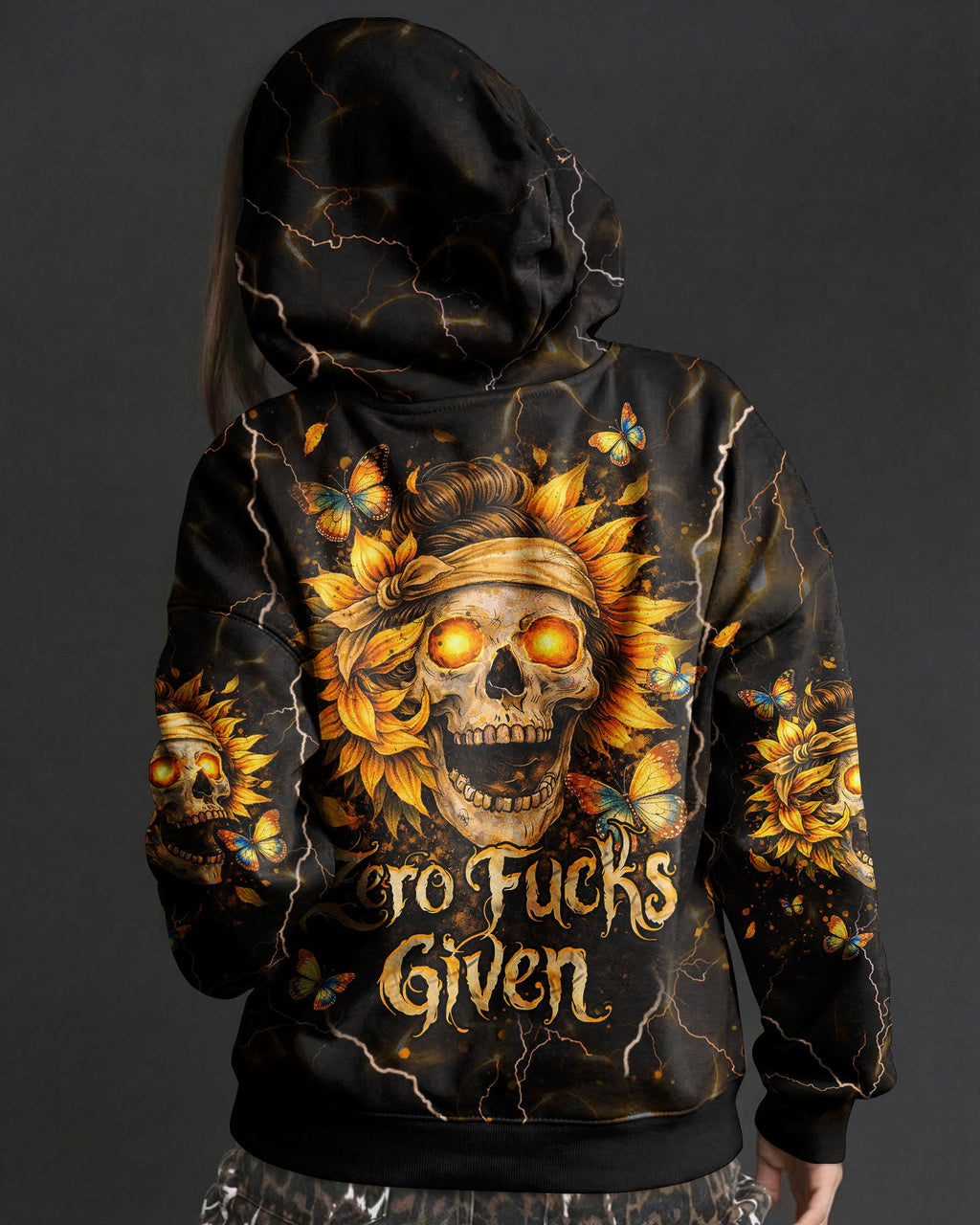 ZERO F GIVEN SUNFLOWER MESSY BUN SKULL ALL OVER PRINT  - TLHN1003262