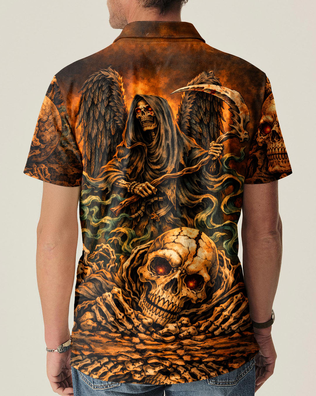 GRIM REAPER SKULL IN HELL ALL OVER PRINT  - TLHN1303262