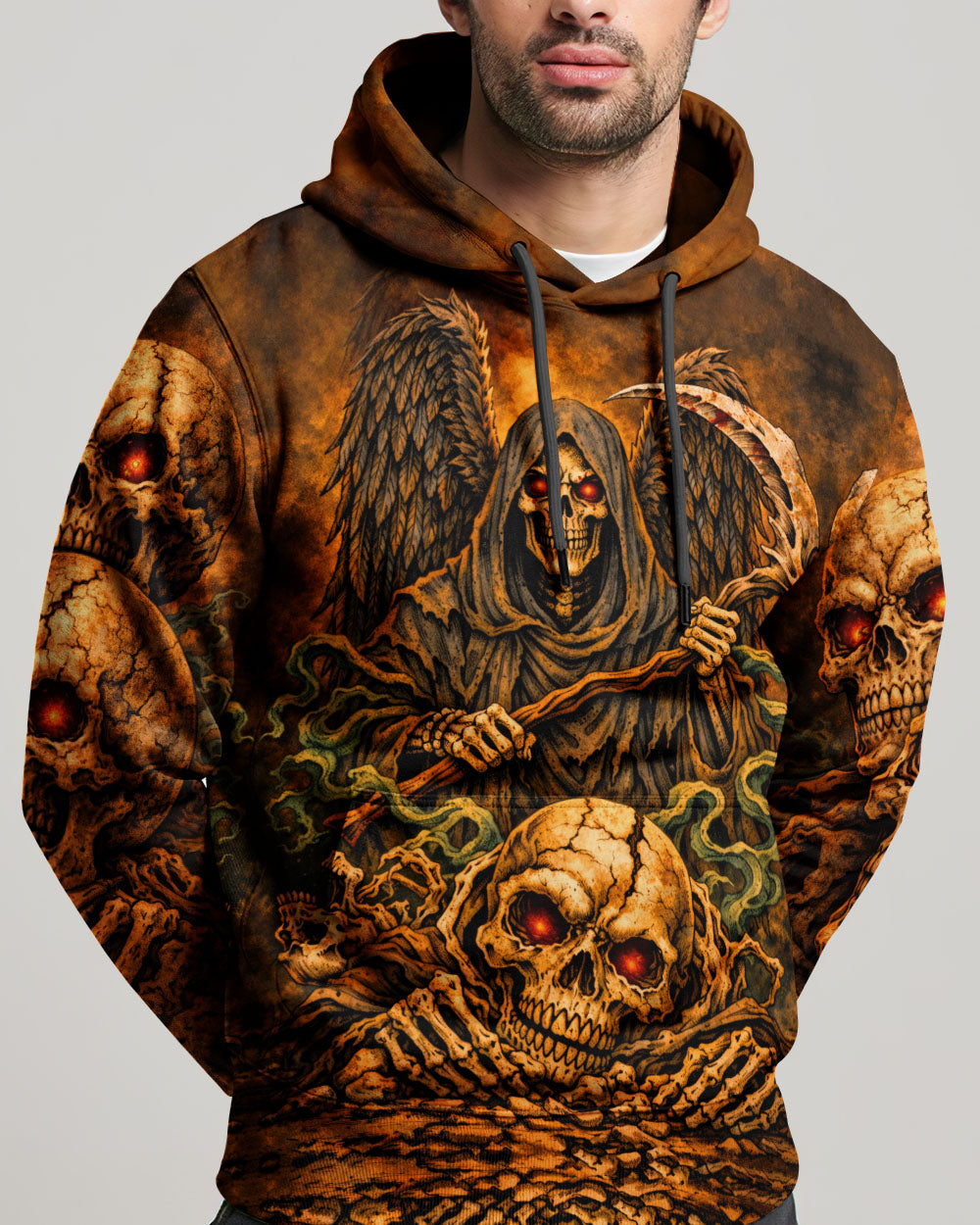 GRIM REAPER SKULL IN HELL ALL OVER PRINT  - TLHN1303262