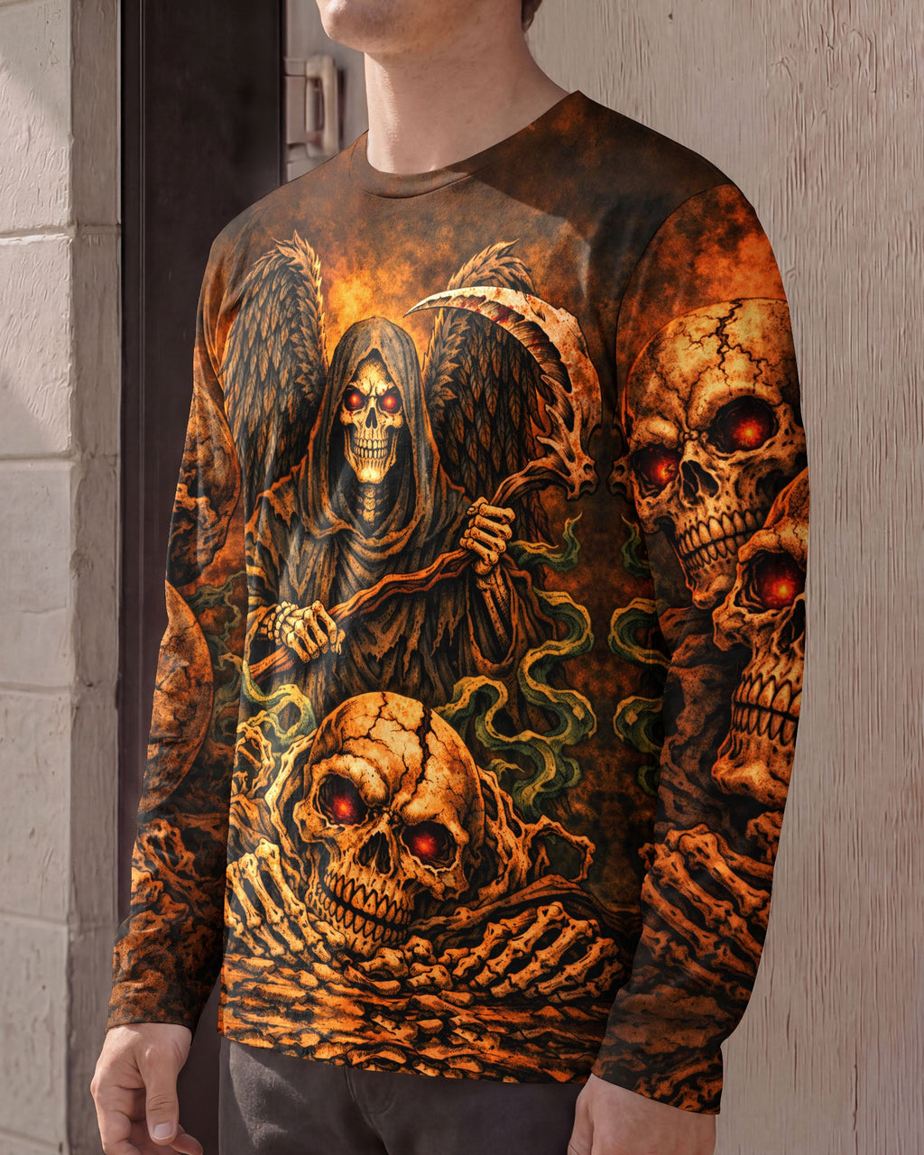 GRIM REAPER SKULL IN HELL ALL OVER PRINT  - TLHN1303262