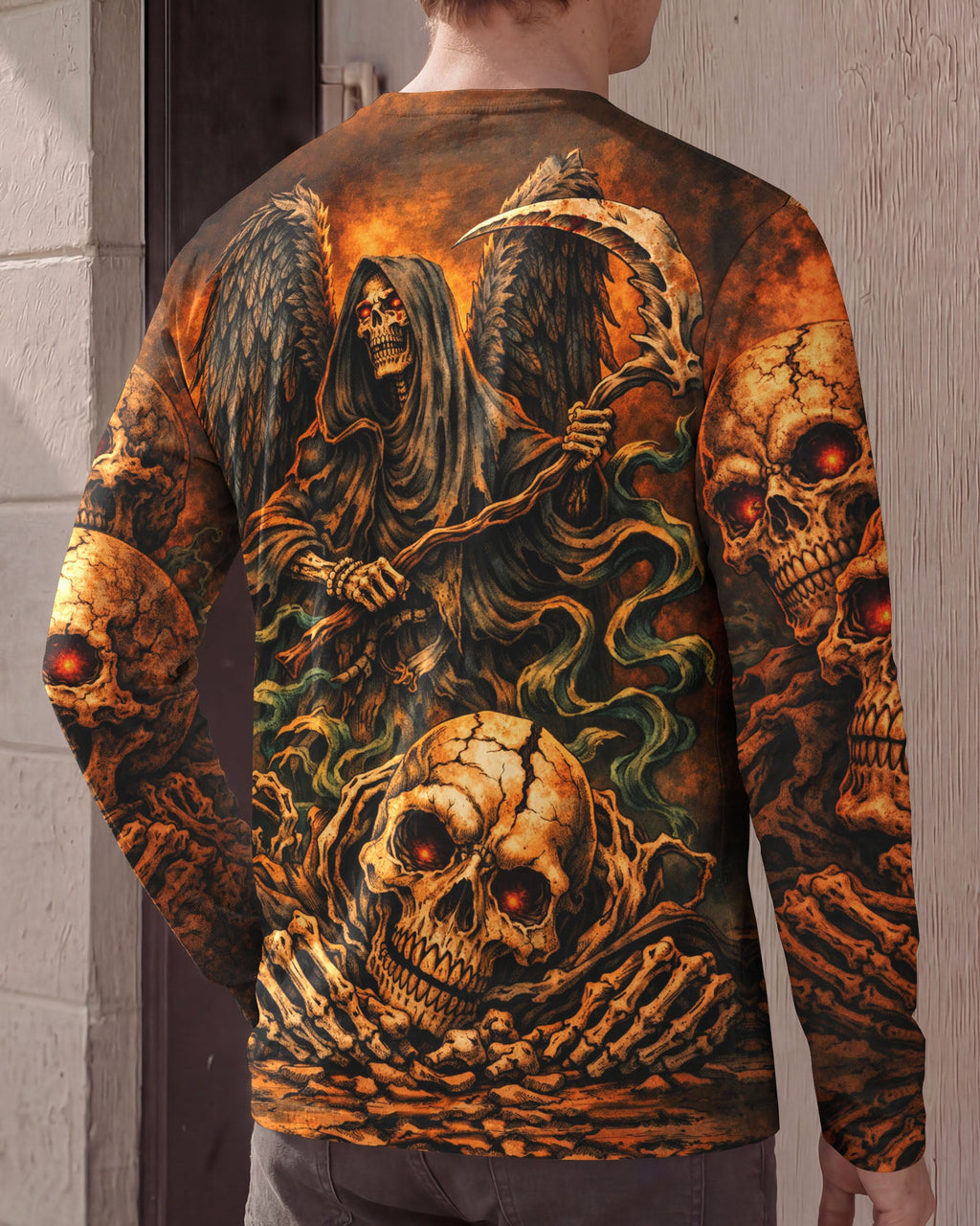 GRIM REAPER SKULL IN HELL ALL OVER PRINT  - TLHN1303262