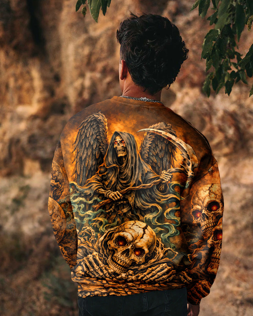 GRIM REAPER SKULL IN HELL ALL OVER PRINT  - TLHN1303262